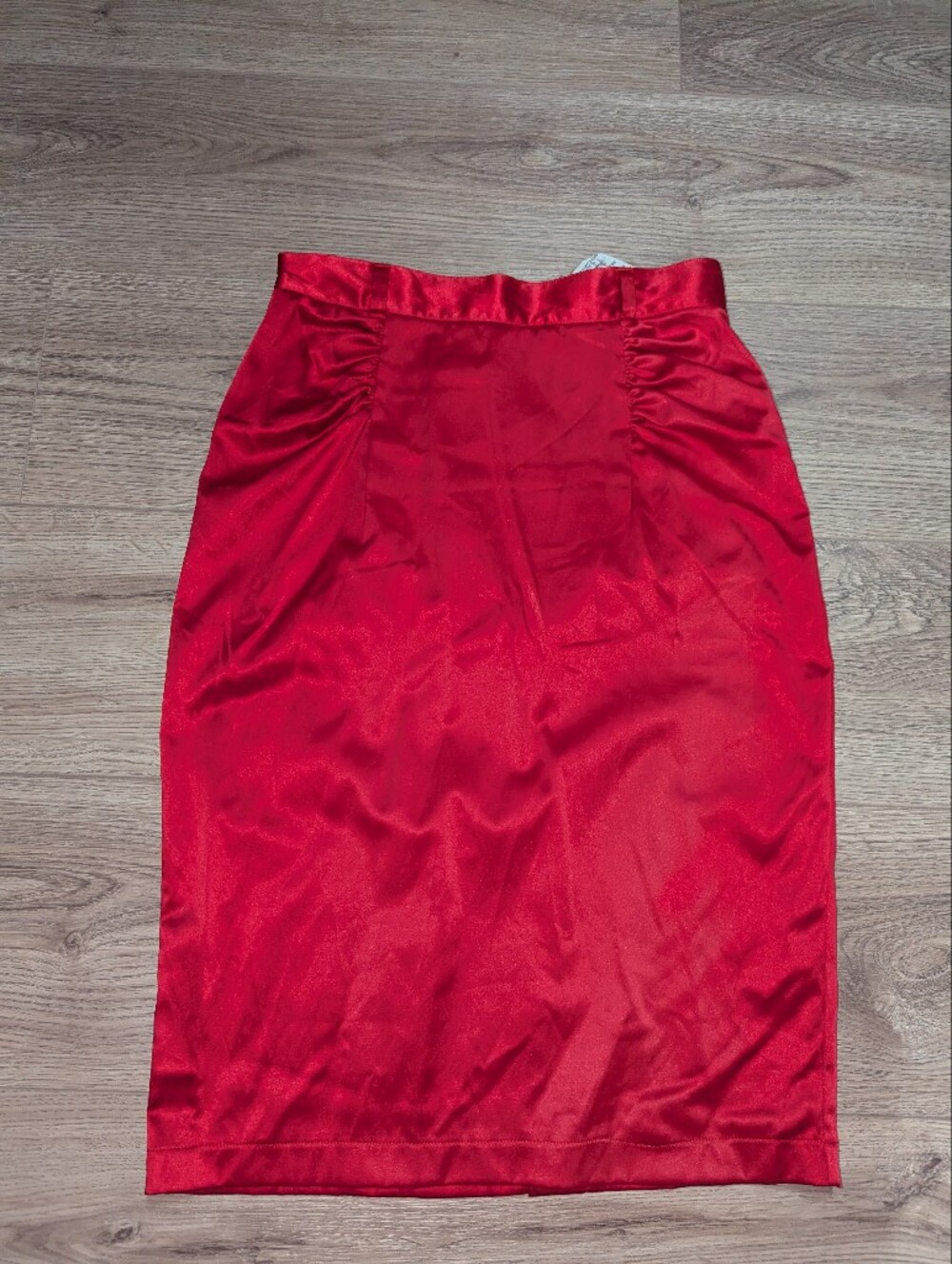 Hell Bunny Red Vixen Pencil Skirt - Satin Retro Style